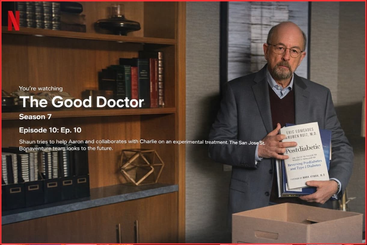 Richard Schiff holding Postdiabetic book on The Good Doctor